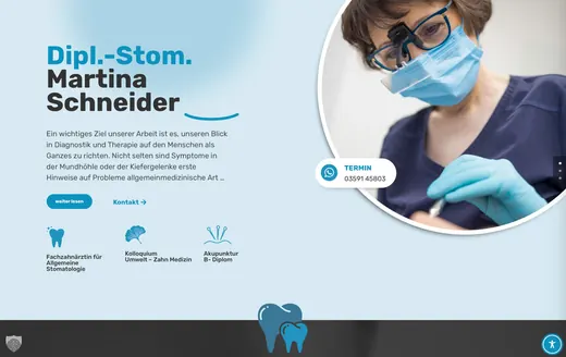 Website für zahnarztpraxis-schneider.com, gestaltet von ANKERHELD