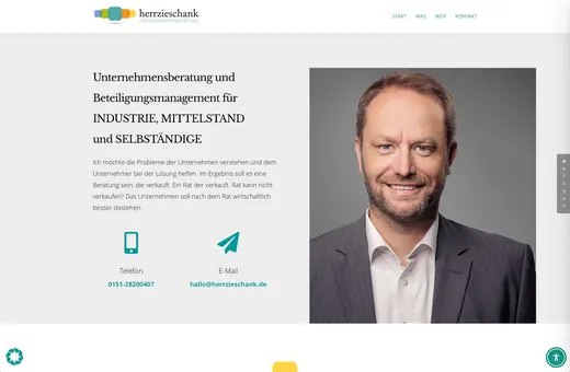Website für herrzieschank.de, gestaltet von ANKERHELD