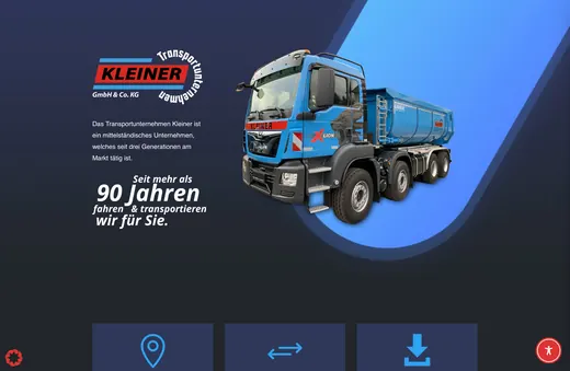 Website für transport-kleiner.de, gestaltet von ANKERHELD