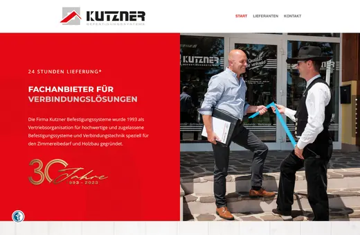 Website für kutzner-befestigungen.de, gestaltet von ANKERHELD
