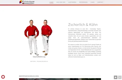 Website für meister-team.de, gestaltet von ANKERHELD