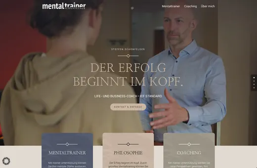 Website für mentaltrainer-schönfelder.de, gestaltet von ANKERHELD